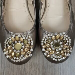 NWOT Adrienne Vittadini gold metallic ballet flats with rhinestones sz 6